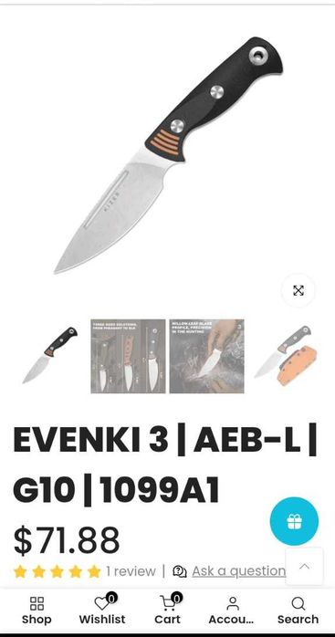 Нож Kizer Evenki 3 AEB-L G10 фиксирано острие + кания кайдекс
