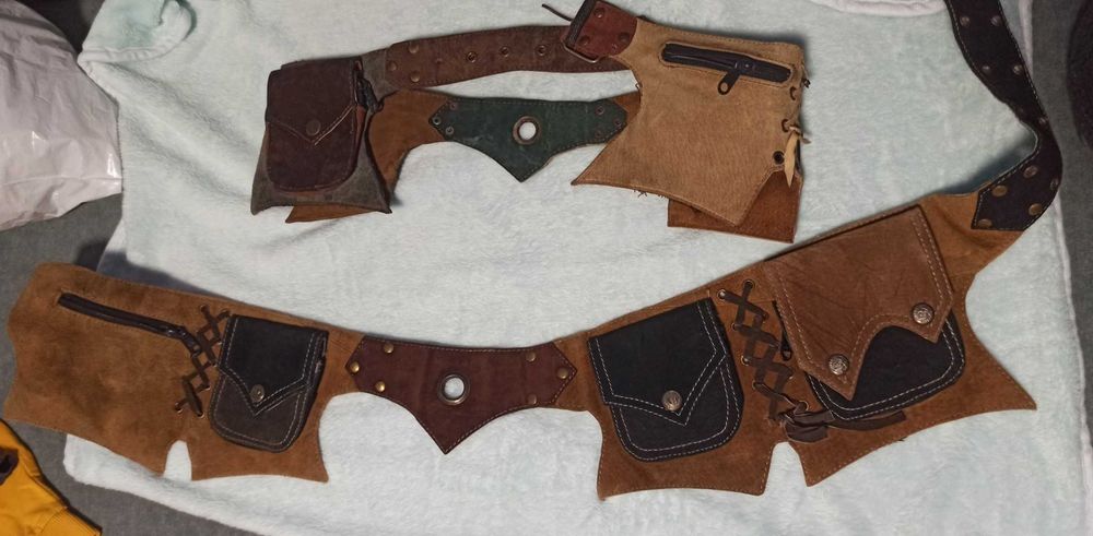 Кожаные пояса с карманами, подойдут для косплея