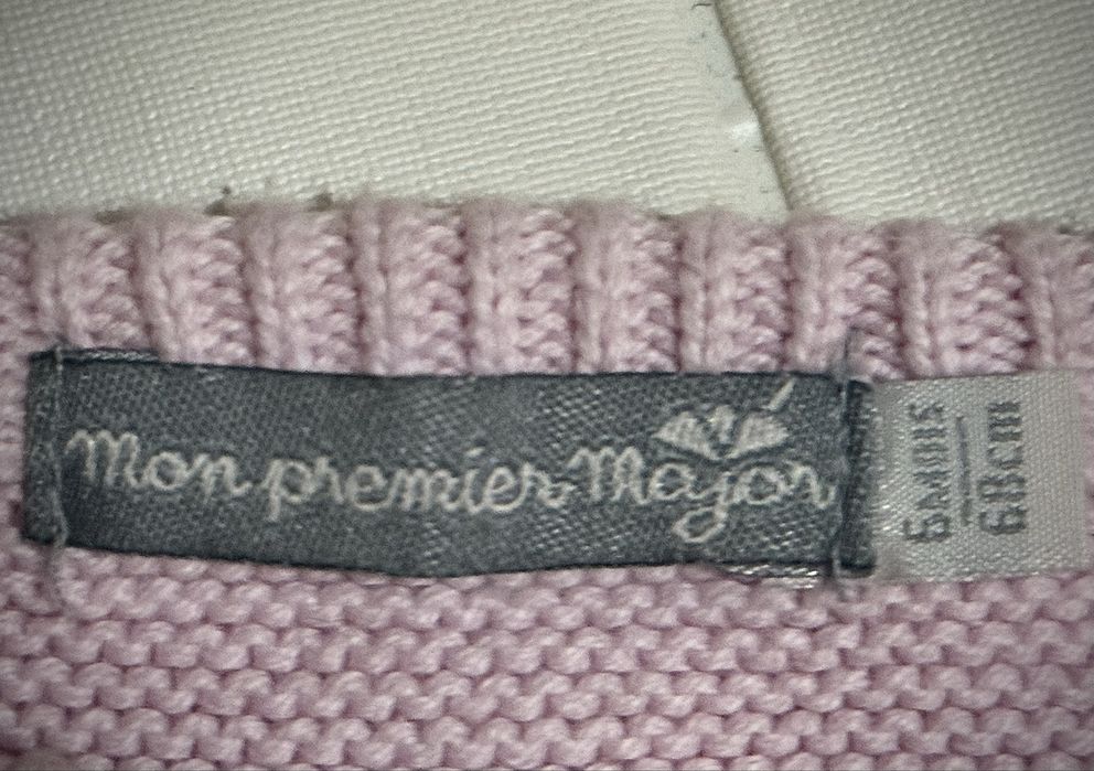 Pulover/cardigan tricotat, roz, 3-6 luni, Mon Premier Major