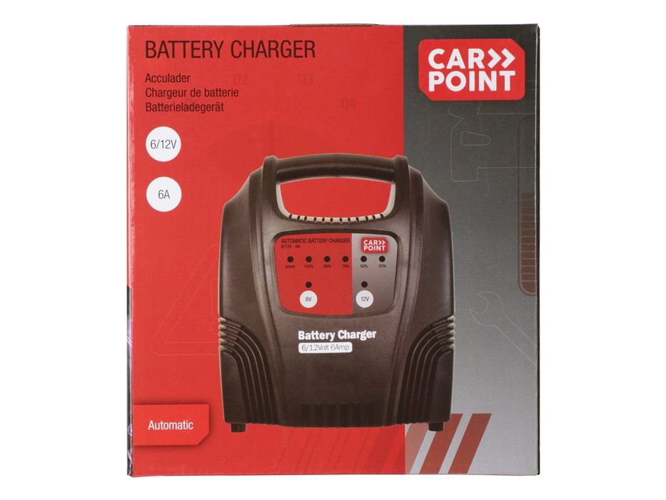 Incarcator acumulator auto Carpoint 6V-12V 6A, redresor automat pentru baterii plumb-acid 12-80Ah, cu 5 leduri si protectie la scurtcircuit