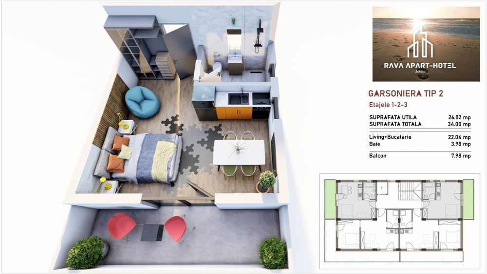 Garsoniera la 90 m de plajă Mamaia Nord - TVA inclus in preț.