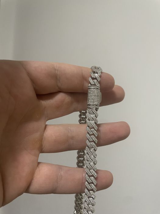Lant cuban, Argint 925 cu Moissanite original