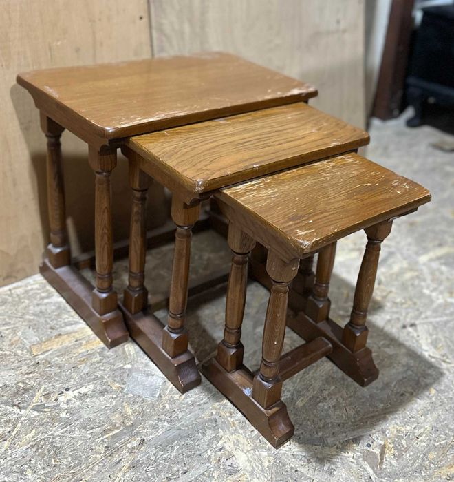 Set 3 Masute Vintage din Lemn; Set 2 Masute Vintage; Scaunel; Taburet