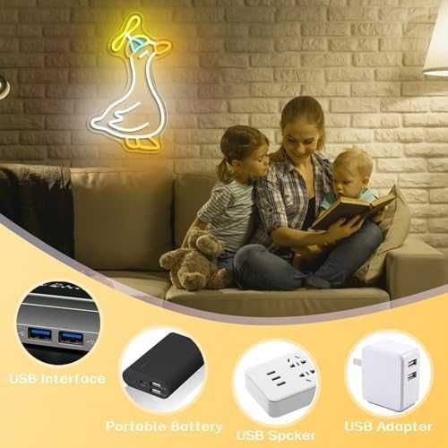 Нова Неонова Гъска LED Лампа Забавна Декорация стена стая USB Захранване