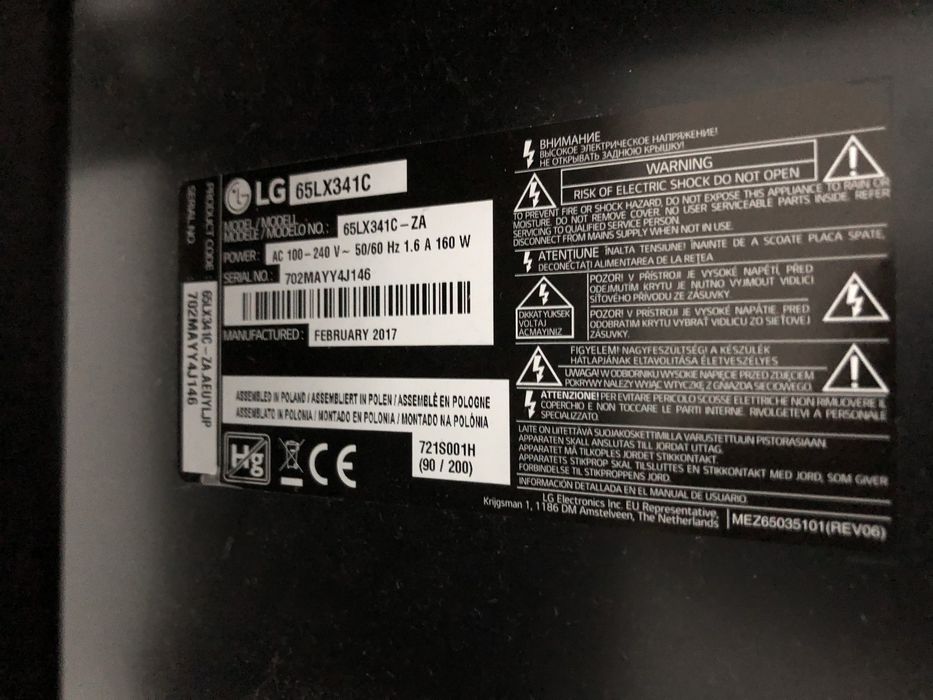 TV 165 cm cu Stativ; Televizor LED LG 65LX341C cu Suport Mobil