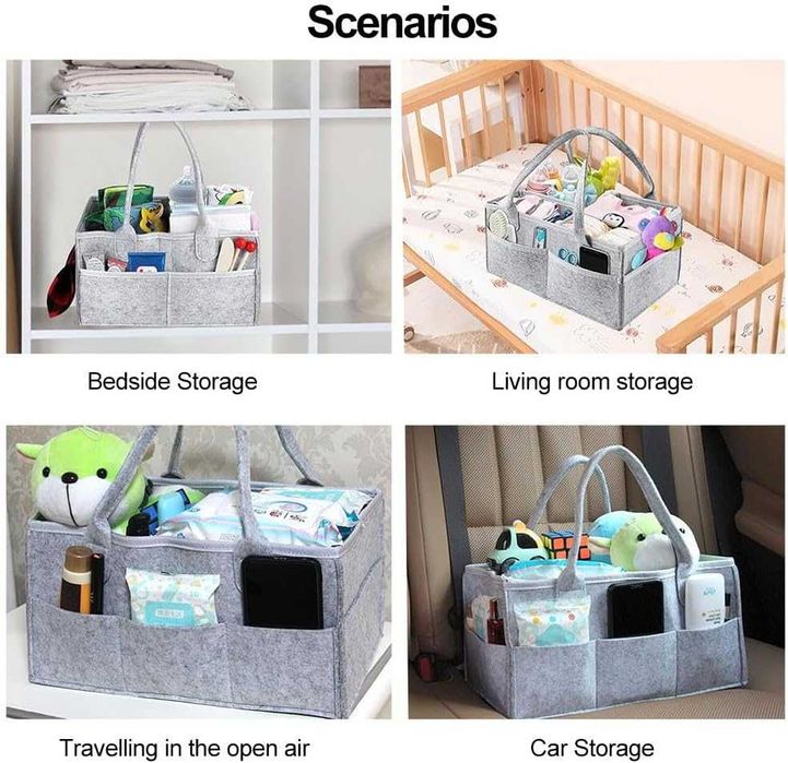 Organizator geanta pentru cosmetice si accesorii bebe gri 33x23x18