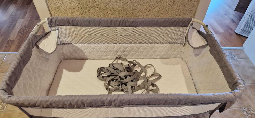 Детско легло/кошара Lionelo Theo "next to me" - 2бр - розово и сиво