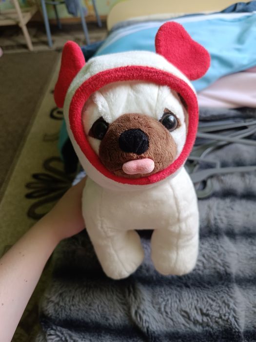 Игрушка собака мопс мягкая