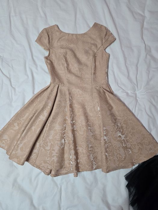Rochie din jacard roz pudra