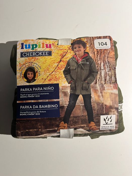 Jachetă parka copii kaki și albastră