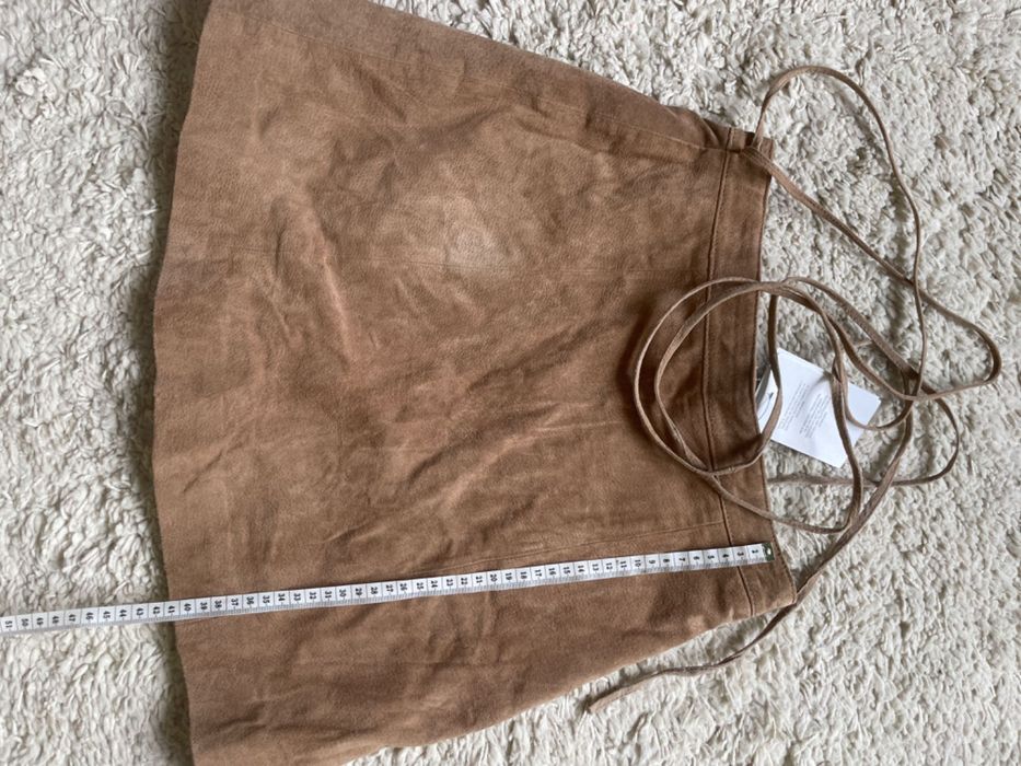 Fustă piele mini bej și maro Mango, marime 38, S