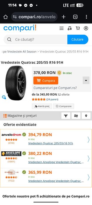 -205/55R16 Vredestein All season 6mm 2020 stare foarte buna
