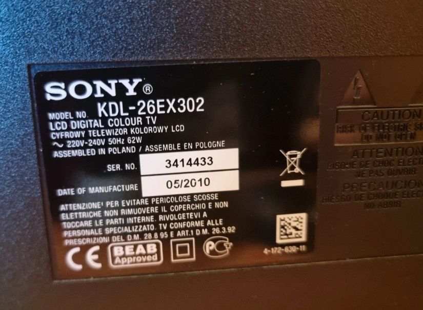 Televizor 66cm Sony  KDL 26EX302 full HD, telecomandă originală
