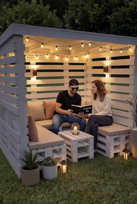 Садовый лаундж зона(паллет диван+каркас)