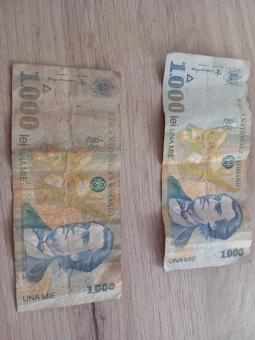 2 Bagnote de 1000 lei 1998.