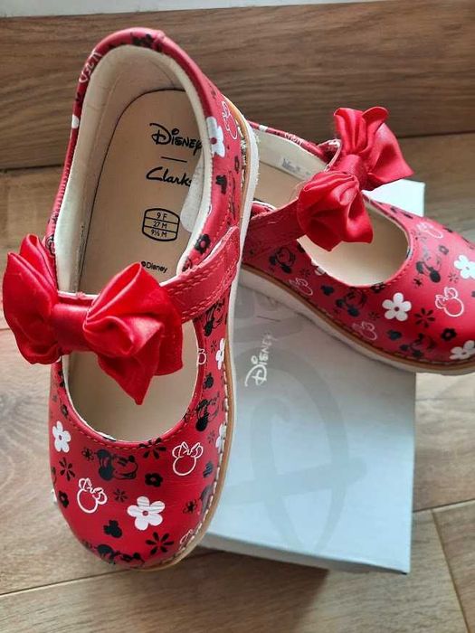 Clarks, Кожени обувки  с панделка, Червен / Черен / Бял, 27 EU