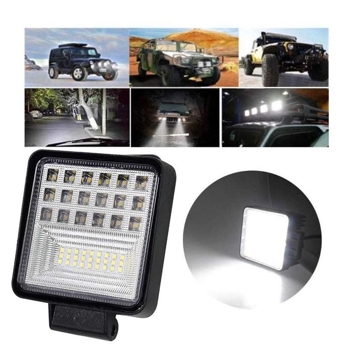 42 LED диоден халоген с бяла светлина - 126W/12v-24v.