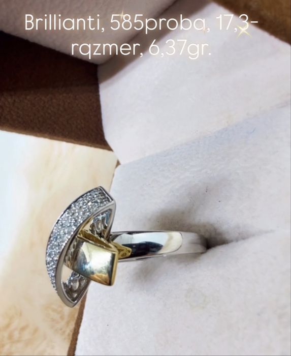 Elegantniy koltso s brilliantami 6,37gr 585proba, 17,3-razmer.