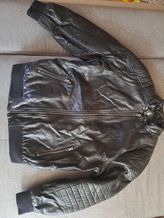 Кожено яке за момче скай 140см зара