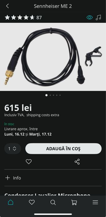 Sennheiser ME 2 lavaliera microfon speech interviu