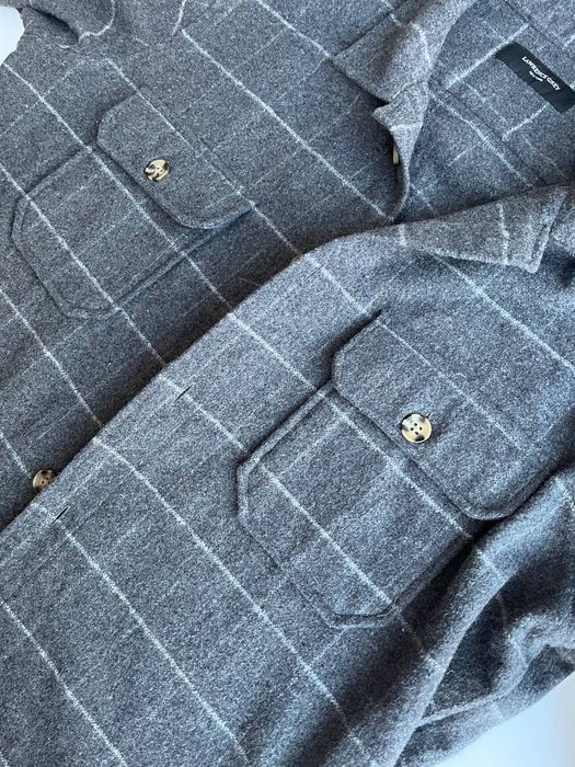 Lawrence Grey New York вълнена риза-яке – каре, сиво, мъжко