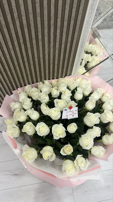 Белый Роза букет Ақ роза гүл