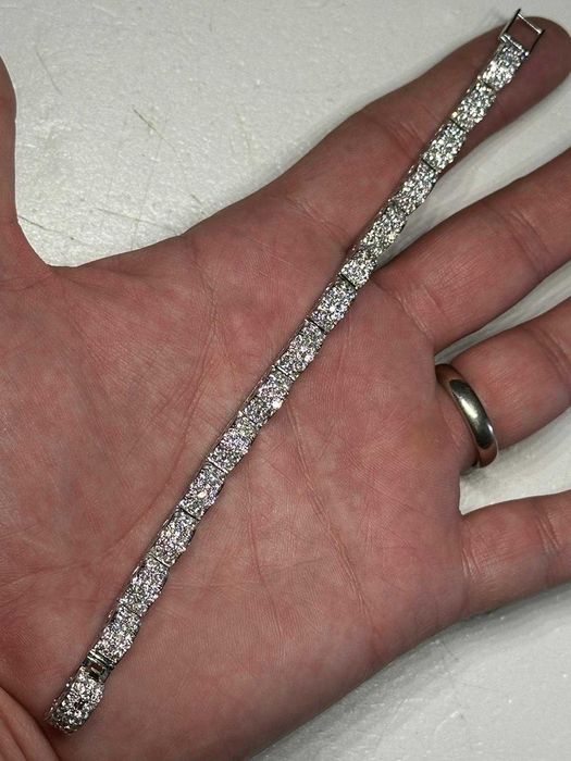 BRATARA AUR alb 18K + 257 Diamante Top = 5CT - 22g. - Tip TENNIS + Certificat !