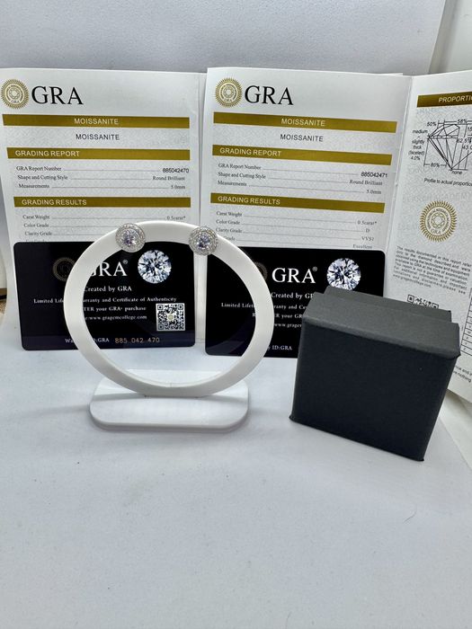 Сребърни обеци с мойсанит (Диамант) 0.5 карата