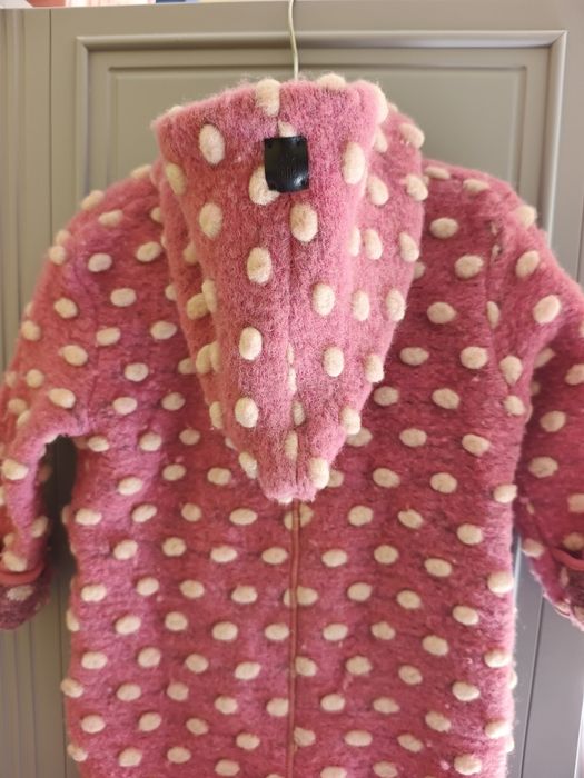 Salopeta Pure Pure cu botosi si manusi din lana fiarta - Dusty Pink
