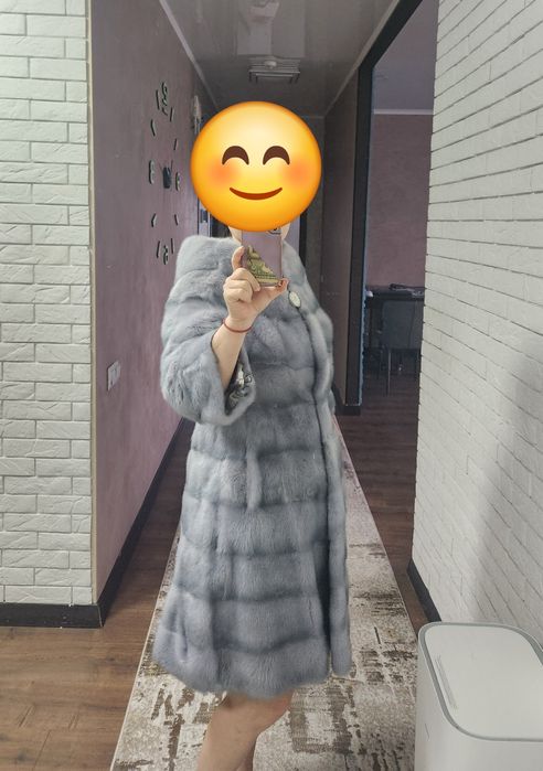 Норковая шуба, голубая