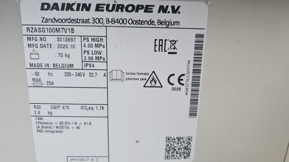 Нов Daikin RZASG100 с транспортен дефект