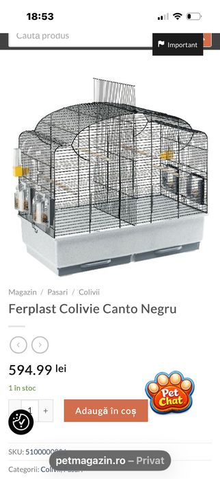 Vând colivie dublă