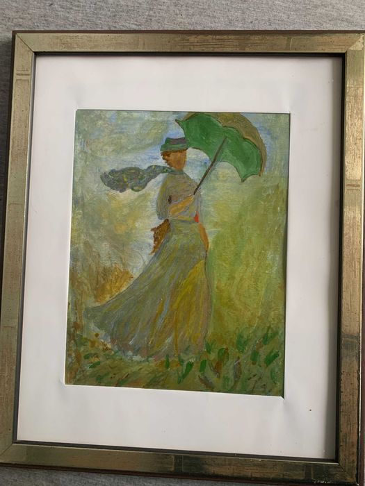 скулптура стара картина дама с чадър