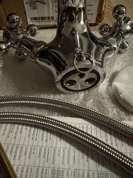 Baterie lavoar cu dublă comandă Teka 1820 CAPRICHO aerator anticalcar sistem automat metalic Pop-up crom