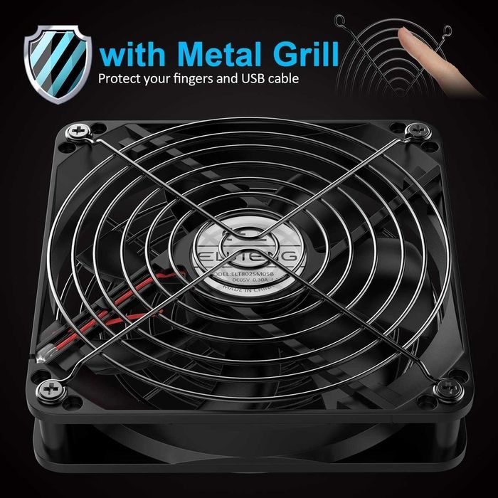 ELUTENG Ventilator USB dual 2in1 120mm 5V,3 viteze reglabile,carcasa
