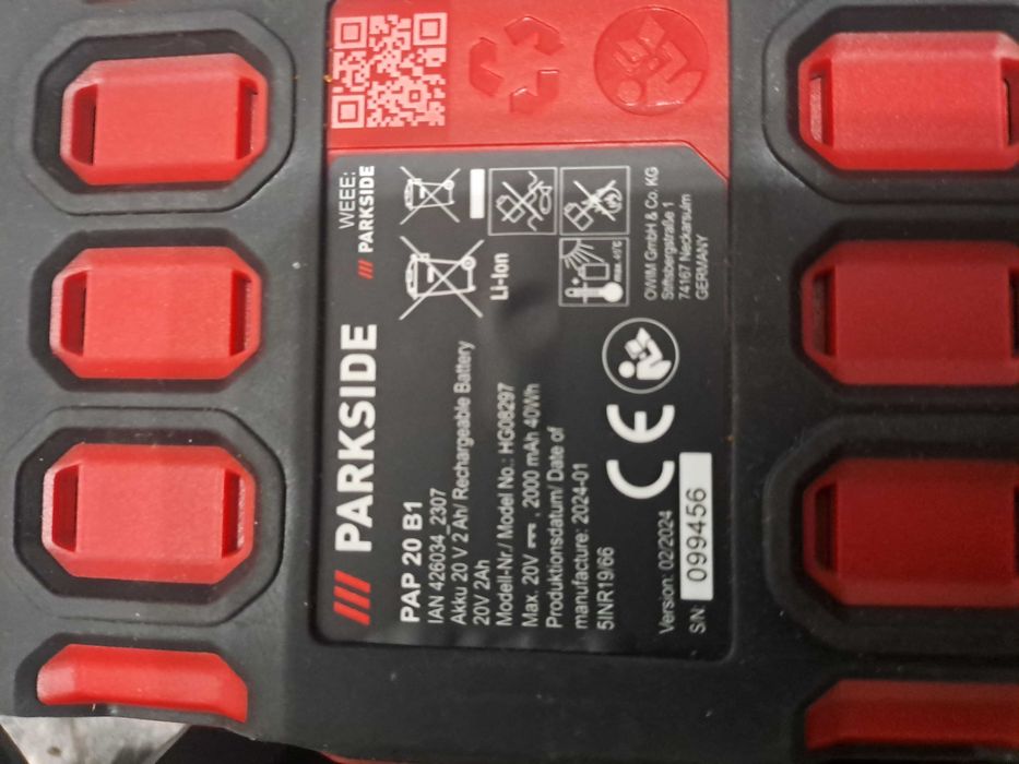 Kit Parkside Nou Incarcator +Acumulator 20V 2 Ah