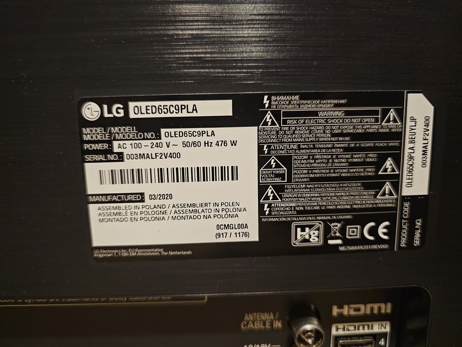 Vând LG OLED 65C9PLA 65" 4K Ultra HD