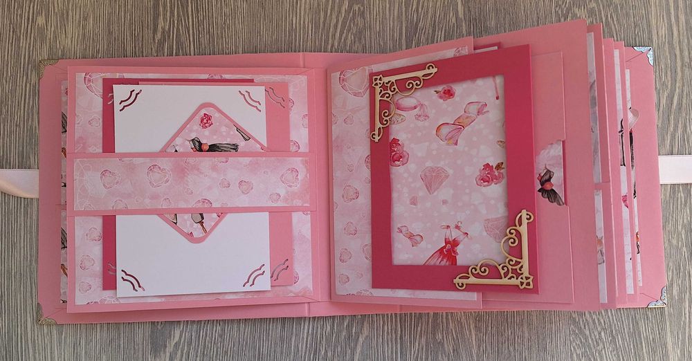 Албум за снимки "Малка, черна рокля" в розово, ръчна изработка /33.22