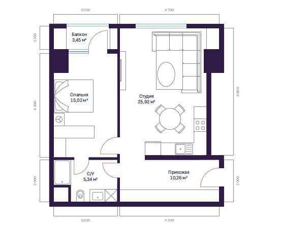Modera Towers 21 этаж по 2884$ | 169000$ | 58.55m2