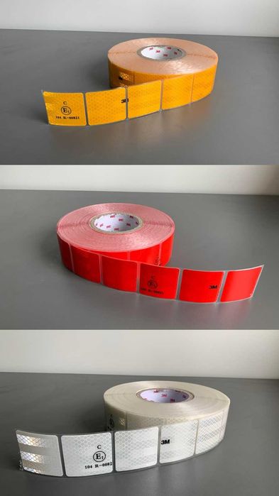 Banda reflectorizanta omologata 3M 45M intrerupta alba galbena rosie