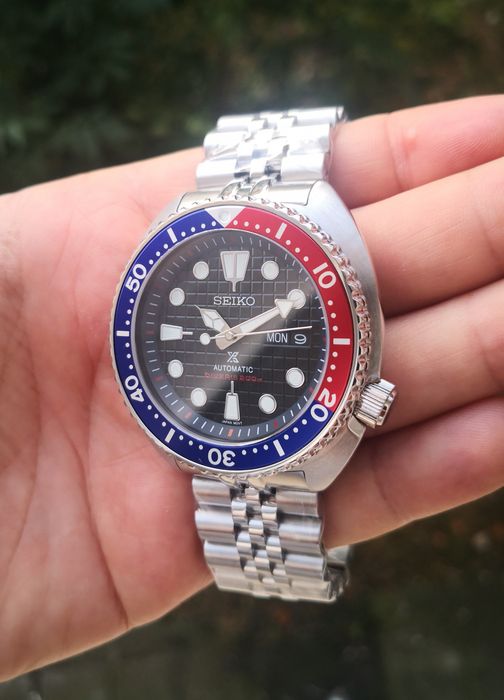 Ceas automatic Seiko Mod Turtle Pepsi Waffle Dial Prospex 200m bratara metalica