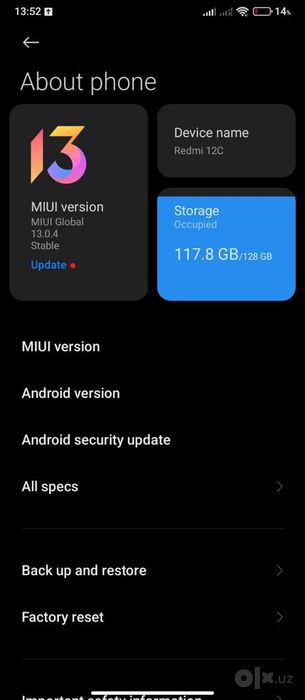 Mi 12C 128gb sotiladi