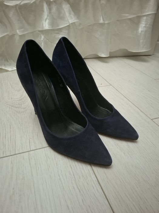 Туфли замша, на каблуке