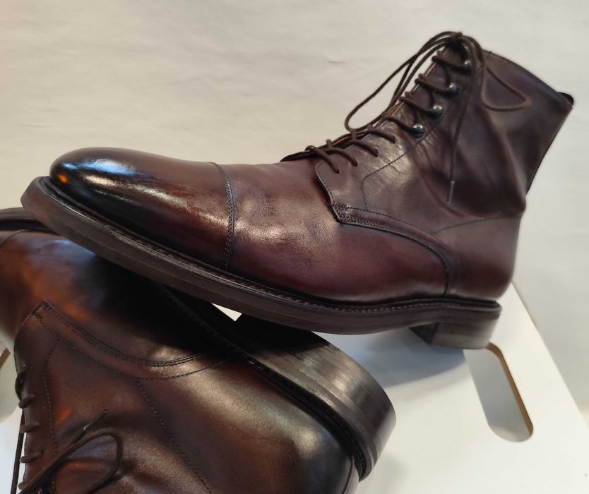 Ghete lace up 44.5 45 de lux Cordwainer lucrate manual piele naturala