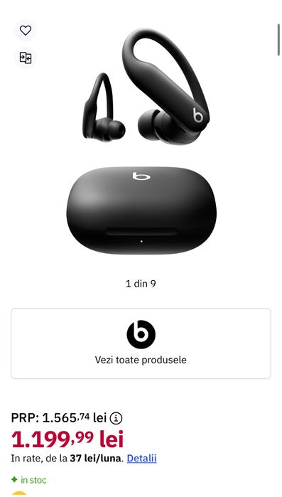 Powerbeats Pro 2, Jet Black, sigilate, transport inclus