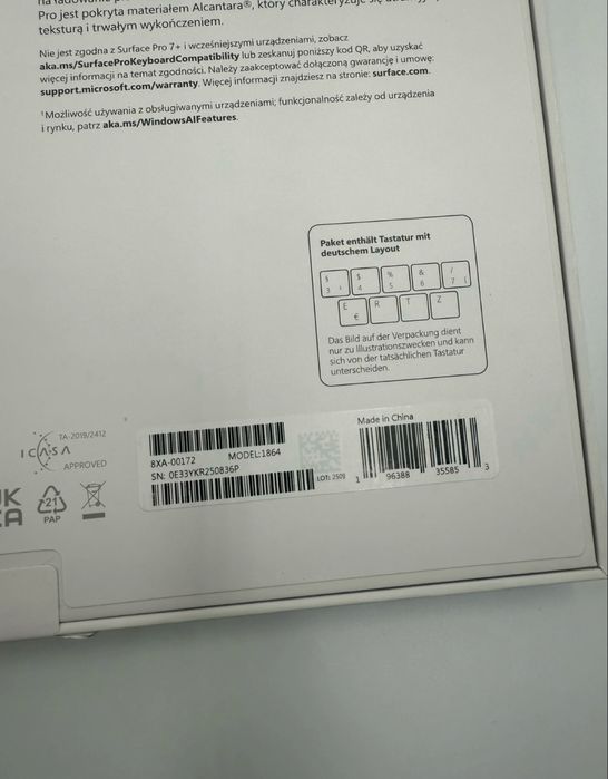 Tastatura microsoft surface pro model 1864