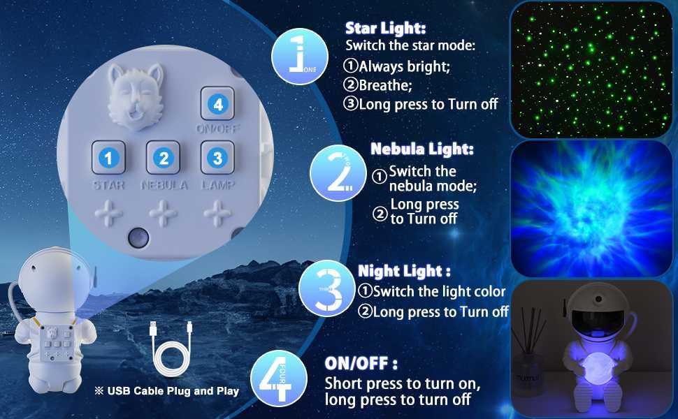 Звезден проектор Feliigo,  космически  галактики