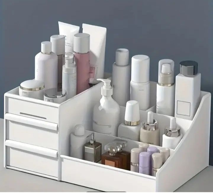 NOU!Organizator cosmetic#școlar,plastic alb,25 lei