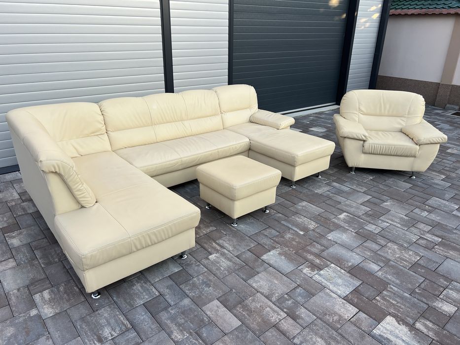 Coltar Living ~ Sufragerie XXL Piele  Forma U