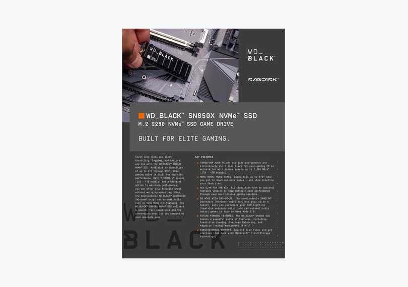 Накопитель WD Black SN850X 1 ТБ для ПК и PlayStation 5